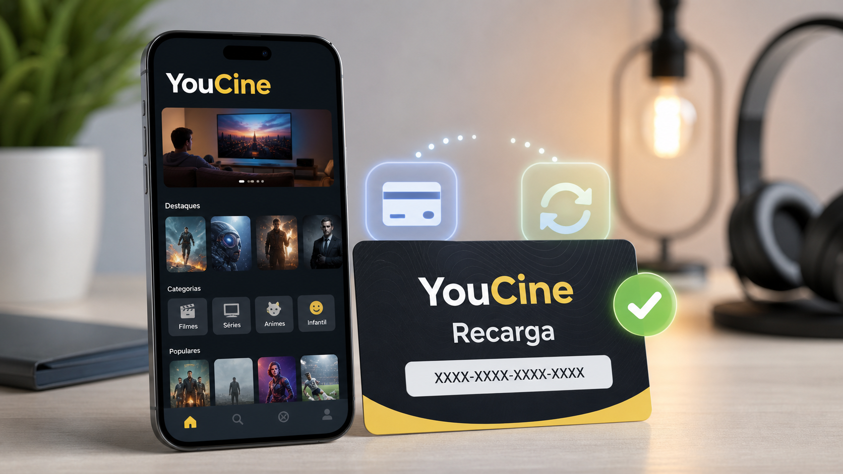 Recarga YouCine com código de ativação no celular